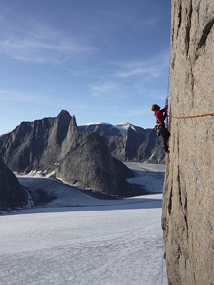 Sean practicing his best skill ;) up Mt. Asgard   © Hanssens/Villanueva/Favresse