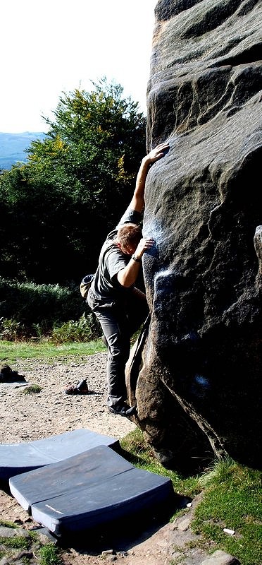 Wingy on the deliverance boulder.