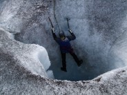 Climbing out of a Moulin on the Ferpecle Glacier
