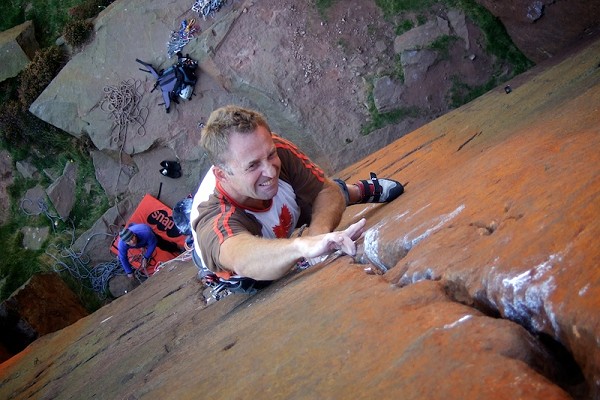 "Don't Stop Now!" Dave Turnbull reaches the final crux on London Wall  © PontiusPirate