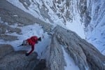 On the stunning mixed ramp that leads to the upper icefield on the Croz, Grandes Jorasses