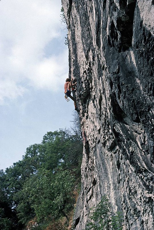Another first ascent on Raven Tor, may still be Hubris?  © Al Evans