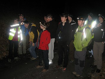 Learning about lumens: using Petzl headtorches on a night hike.  © Mick Ryan