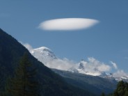 Lenticular cloud above Tasch , Zermatt valley.