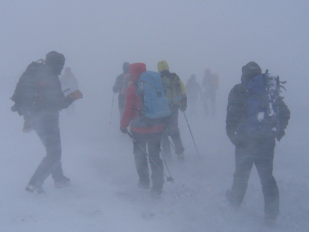 Walking Out in the average Scottish White-out  © Dan Goodwin