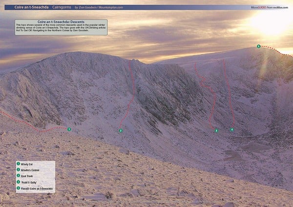 Coire an t Sneachda - These descent routes are detailed in the article.  © Dan Goodwin / Jack Geldard