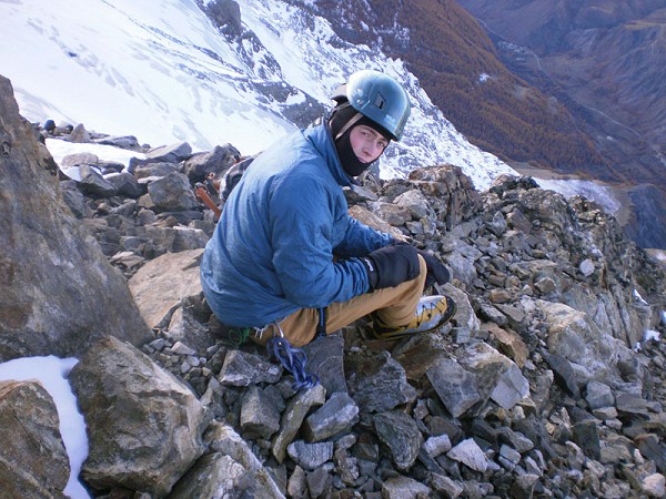 Hamish Dunn testing the Alpine Shield helmet from Wild Country  © Hamish Dunn