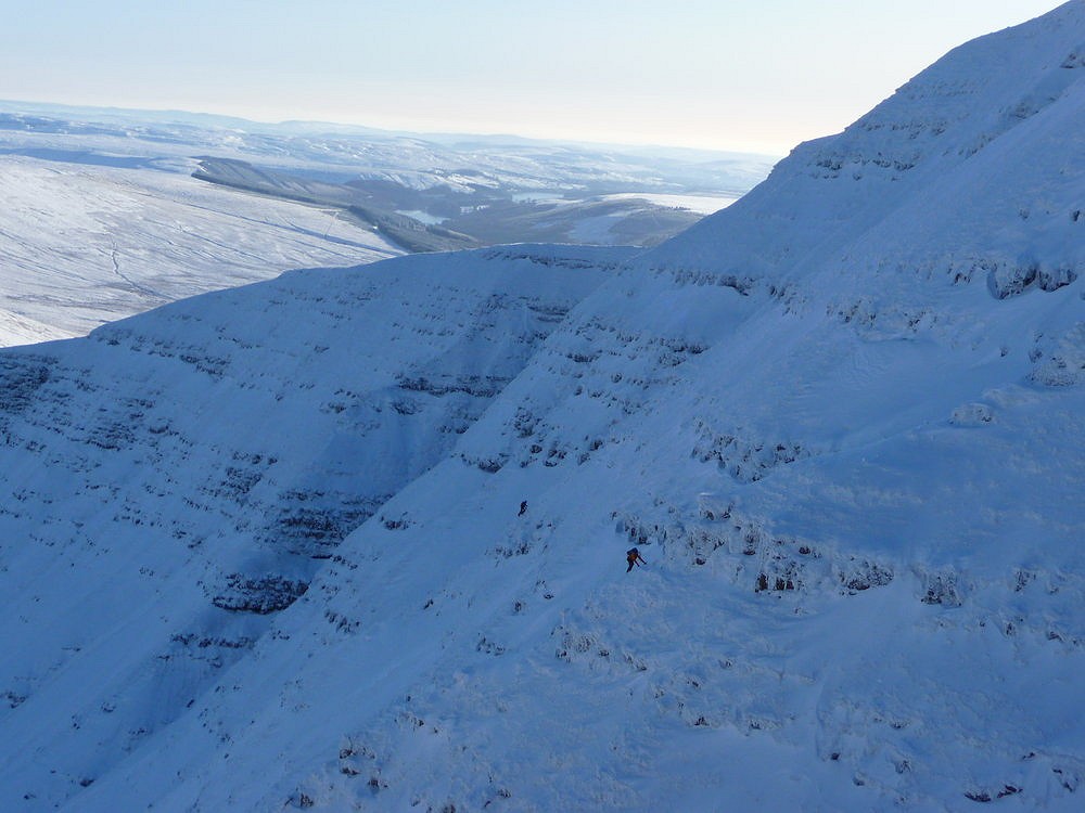 couple of climbers on central buttress and right hand buttress pen y fan  © shunty