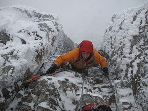 Ian finishing the desperate overhung 3rd pitch  © petemacpherson