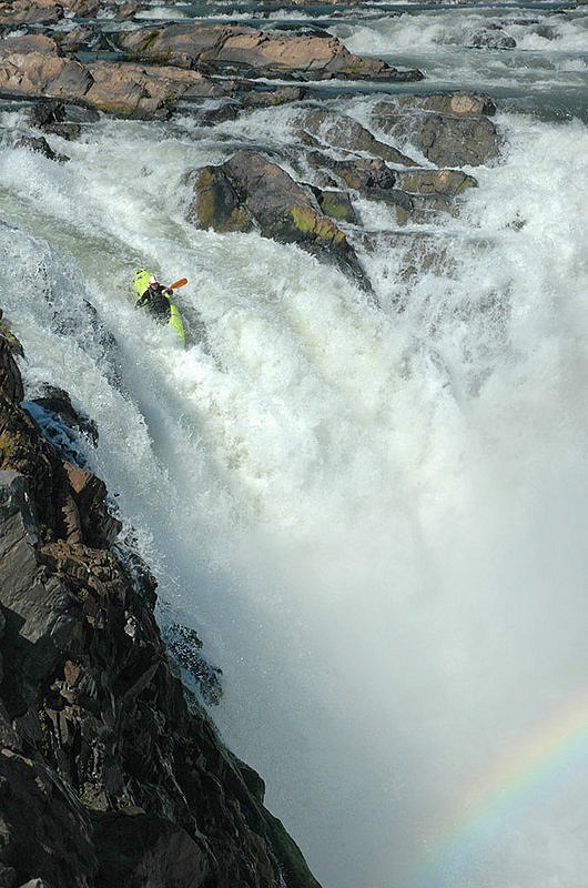 Quite possibly the first and only female descent of 'Mr Clean' falls at the Thousand Islands section of the Mekong, Lao PDR.