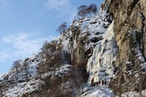"Oui Oui" frozen waterfall at Creag Dubh in the Cairngorms.