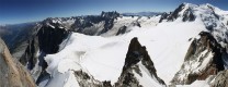 Col Du Midi Panorama -   Mont Blanc (top right) Grandes Jorasses (centre top)Taken from Aiguille du Midi