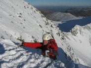 Bunter topping out on Nethermost Gully