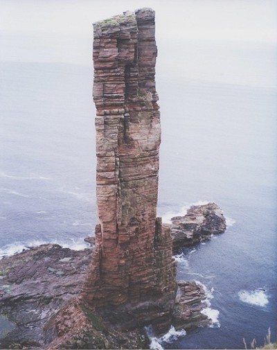 Old man of Hoy, Original route.  Look very closely and there we are.  © innes