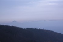 Milesovka in the Ceske Stredohori mountains in the Czech Republic over an inversion.