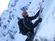 David starting the top pitch on  Taxus icefall finish