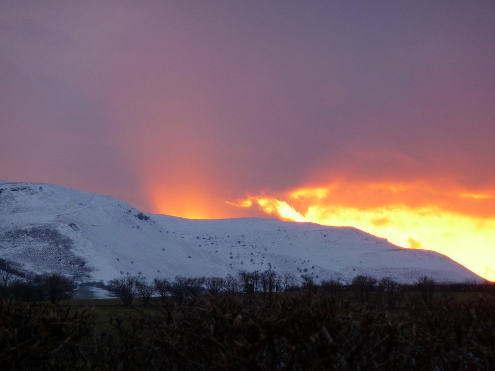 a fiery winter sunset over the brecons  © shunty