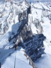 Abseiling the Hirondelles ridge after finishing the Shroud (Grandes Jorasses)