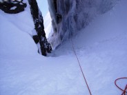 Simon Carter seconding 3rd pitch on Hell's Lum
