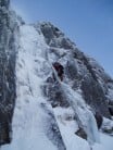 Rick leading main pitch, which was in great condition with lovely fat ice.
Beautiful Alpine conditions.