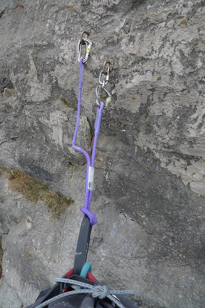 The Doubledynaclip on a bolt belay at LPT - Wales  © Jack Geldard