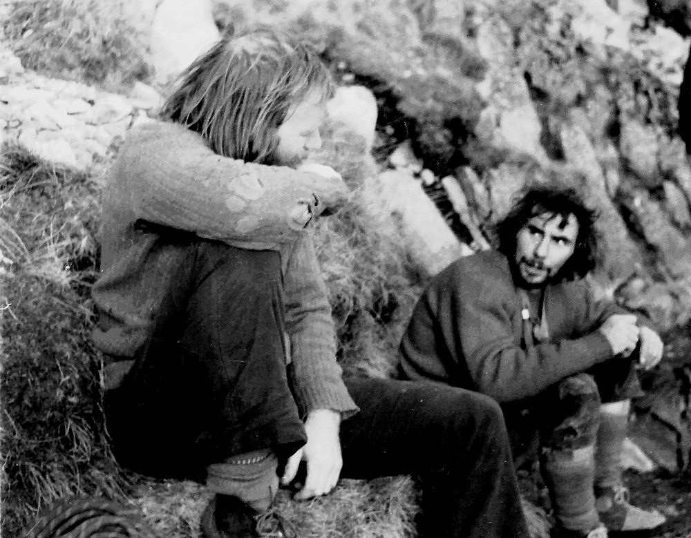 Paul and Richard below Gimmer Crag in 1973  © boje