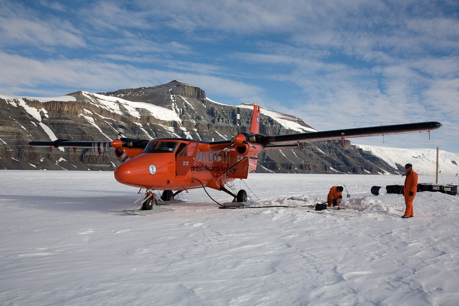 Refuelling the Twin Otter at the Theron  © British Antarctic Survey