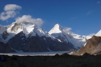 View of Khan Tengri from South Inylchek Base Camp