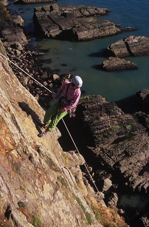 Castle Helen, Gogarth, one of the many sea-cliffs that require an abseil approach  © Mike Robertson