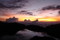 Dawn breaking above Mintos Camp, Mount Kenya