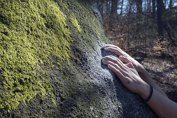 Green moss and perfect granite slopers at Petrohrad, Czech.  © Jack Geldard
