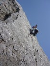 Jon Bailey leading Perseverence, HS 4b*, Three Cliffs Bay, Gower