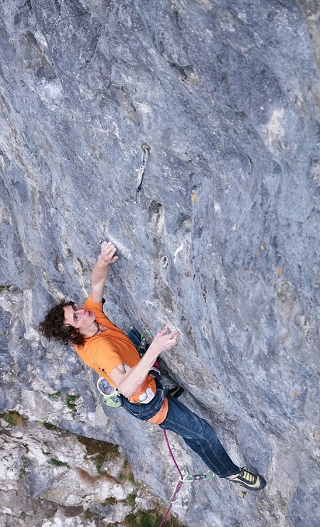 Ondra's ascents of the two F9a's (here he's on North Star) are the first repeats of a ninth grade route in the UK  © Vojtech Vrzba