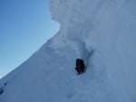 Crawling under the cornice over Number Two Gully