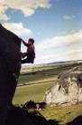 Nick Clement, The Flying Arete, Almscliffe. V3 6a