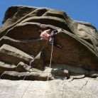 dave Shield on Flying Buttress Direct, Stanage