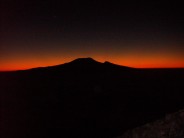 Dawn silhouette of Kili from high on Mt Meru