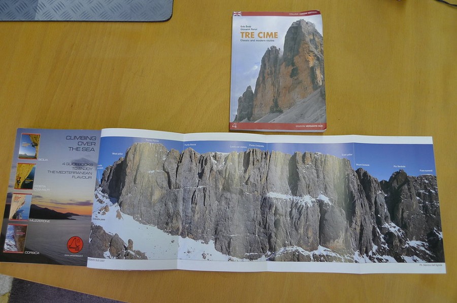 The stunning panoramic fold-out photo in the Marmolada Guidebook  © Versante Sud