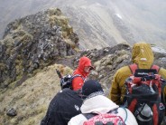Snow at the start of the Aonach Eagach Ridge in May