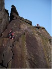 Guy and Adam on P.M.C.1 (hs 4a) Curbar, the Sun dipped below the horizon as I was starting the climb.