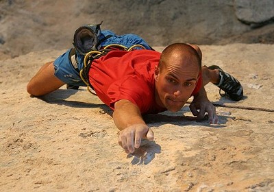 How small?! Adrian going for another tiny hold on Spartan Wall (F8b+), Kalymnos  © http://Climbers.net