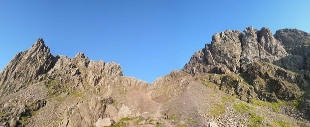 Pikes Crag, Mickledore and Scafell Crag from the Woolworth Boulder. Photo Mark Glaister.  © Mark Glaister - Assistant Editor