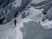 Snow-bridge on descent of Weissmies on Trift Glacier