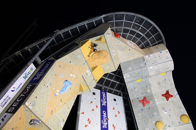 The permanent outdoor competition wall at Arco in Italy. Arco is a town where climbing competitions have happened for several decades, and is thought of as the birth place of competition climbing. Photo: Jack Geldard  © Jack Geldard / UKC