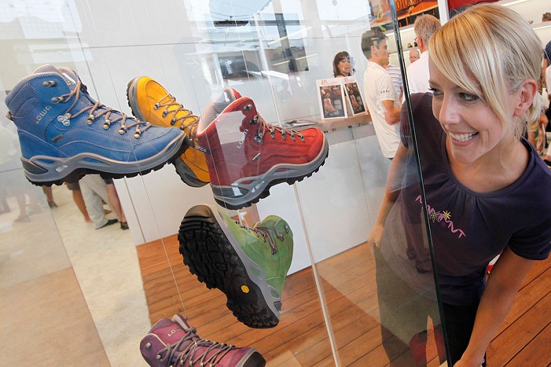 Chatting up some pastel coloured enablers of the outdoor lifestyle, walking boots to you and me  © OutDoor