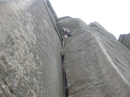 Ray Shaw on Goliaths groove HVS 5a(re visited after 30 year nice one mate!)  © Happyone