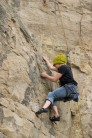 A blind-folded French climber on 'Date with a Frog' - pun intended :)