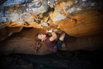 Anna Stohr bouldering at Rocklands, South Africa