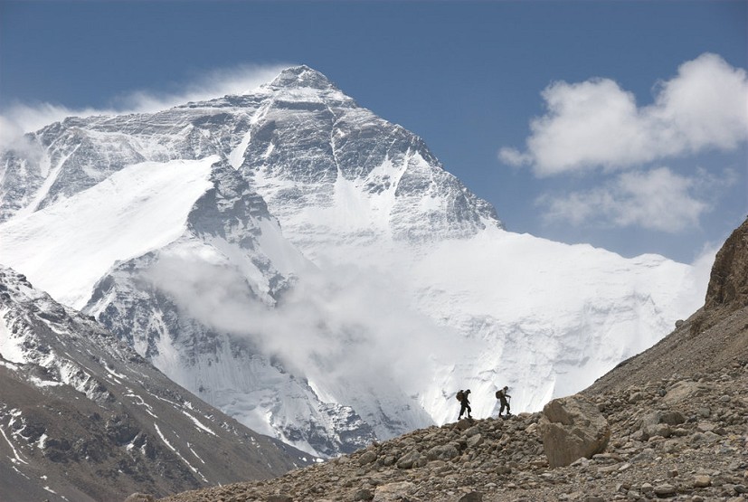 Retracing the journey taken by George Mallory and Sandy Irvine at the foot of Everest.  © Altitude Films