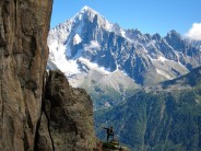 Climbers near Brevent Chamonix with Aig Verte background